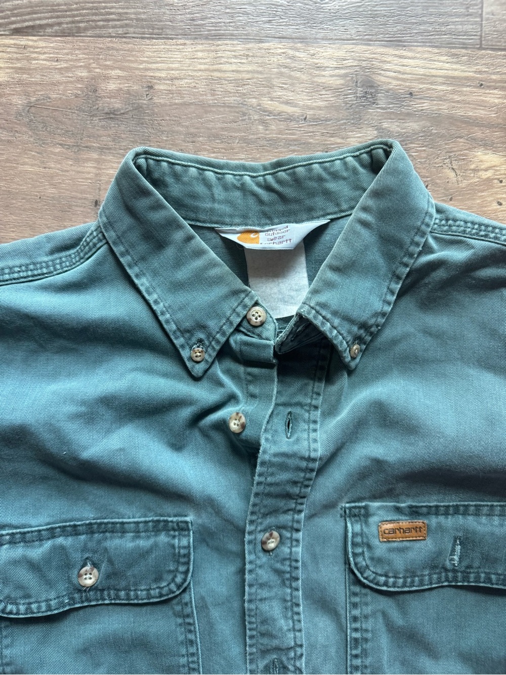 Vintage 90s Carhartt Green Rugged Outdoor Wear Work Shirt Mens Size XL